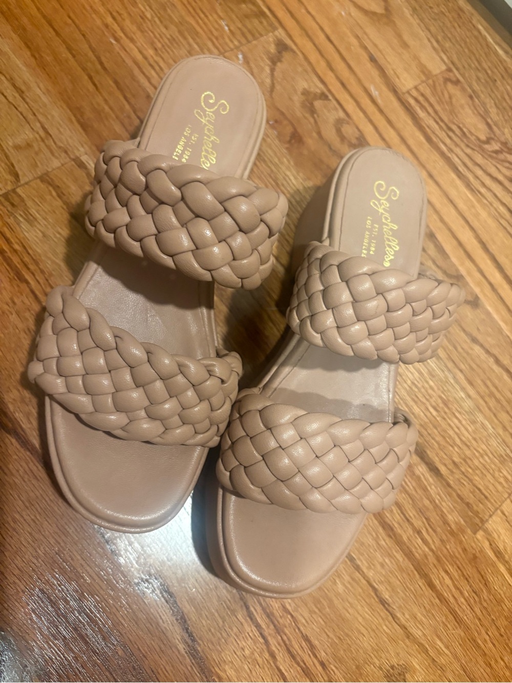 Seychelles Taupe Braided Double-Strap Slide Sandals